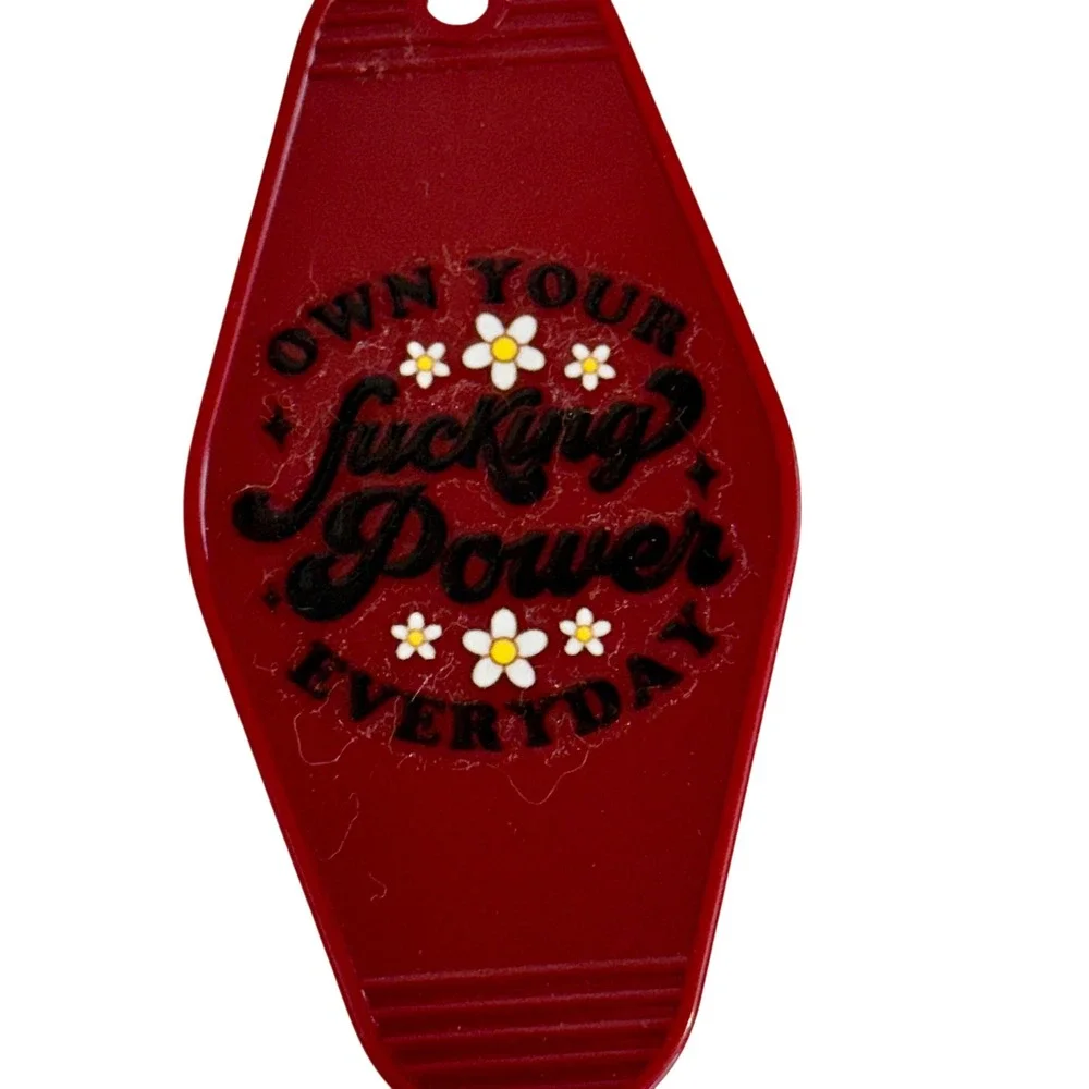 Handcrafted Own Your Fucking Power Everyday Retro‎ Motel Keychain Burgundy Red